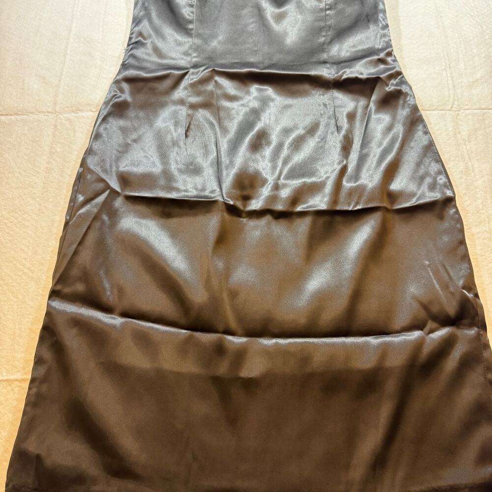 MIROA Black Satin Strapless Tube Dress M